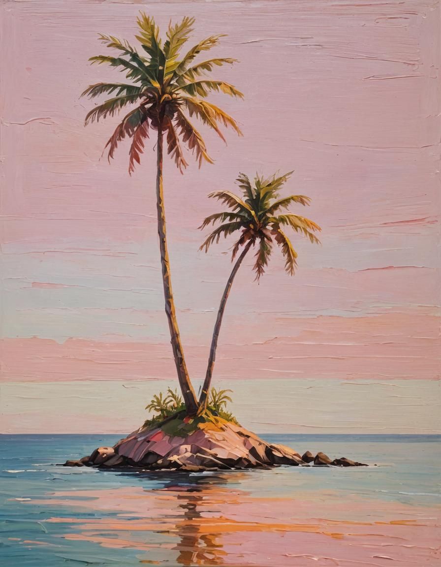 Vibrant Island Landscape in Fauvist Style