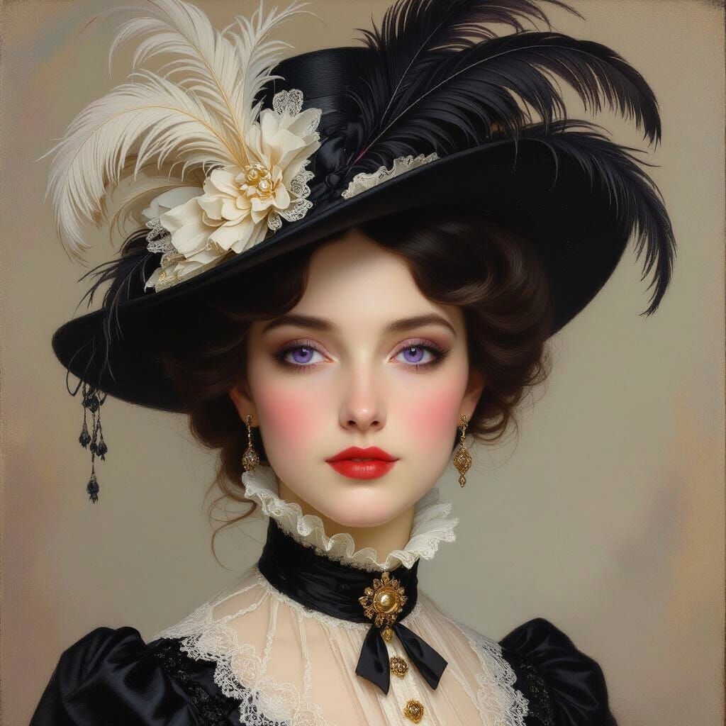 Victorian Woman Portrait in Oil Paint Style