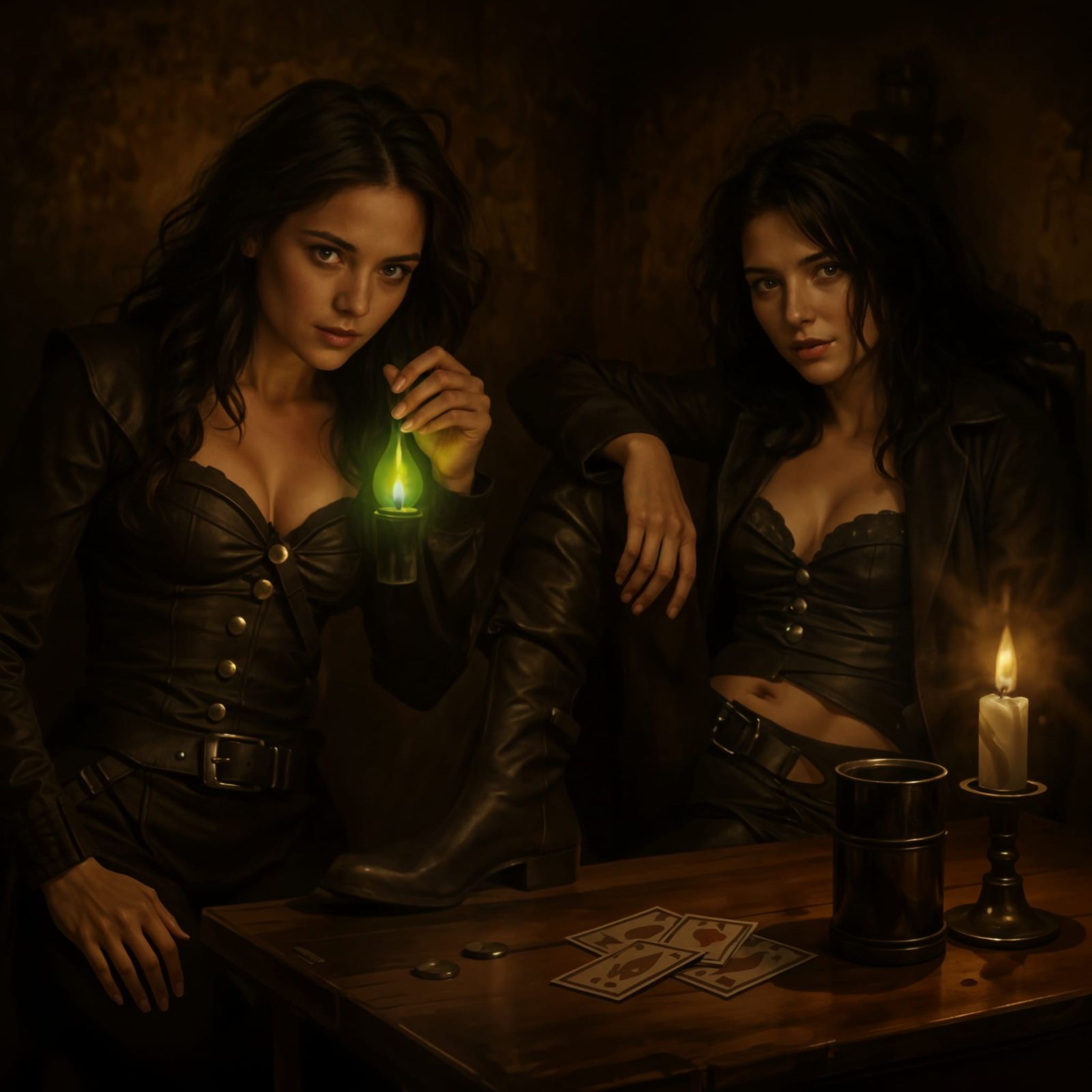 Medieval Tavern Scene with Confident Women