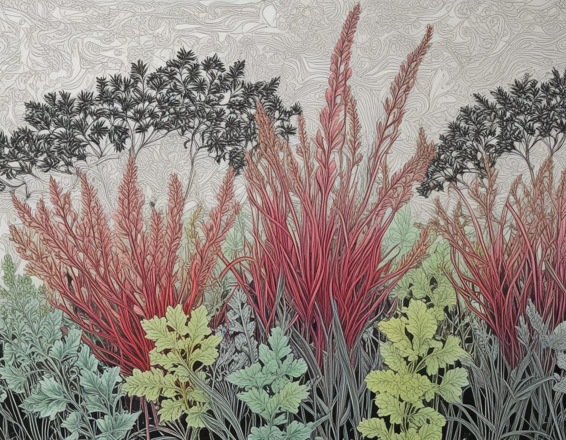 Botanical Fractals in Vibrant Ink