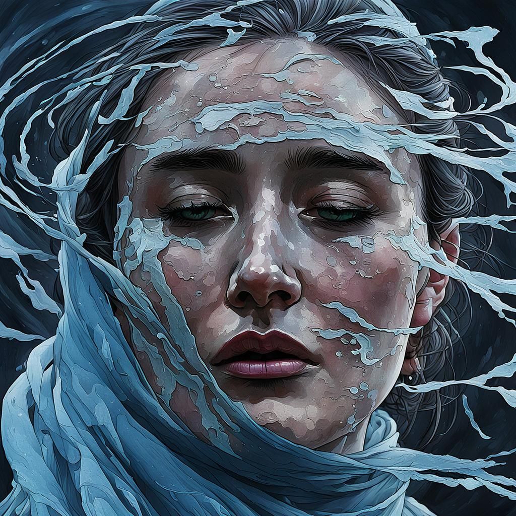 Tear-Stained Sadness in Silk