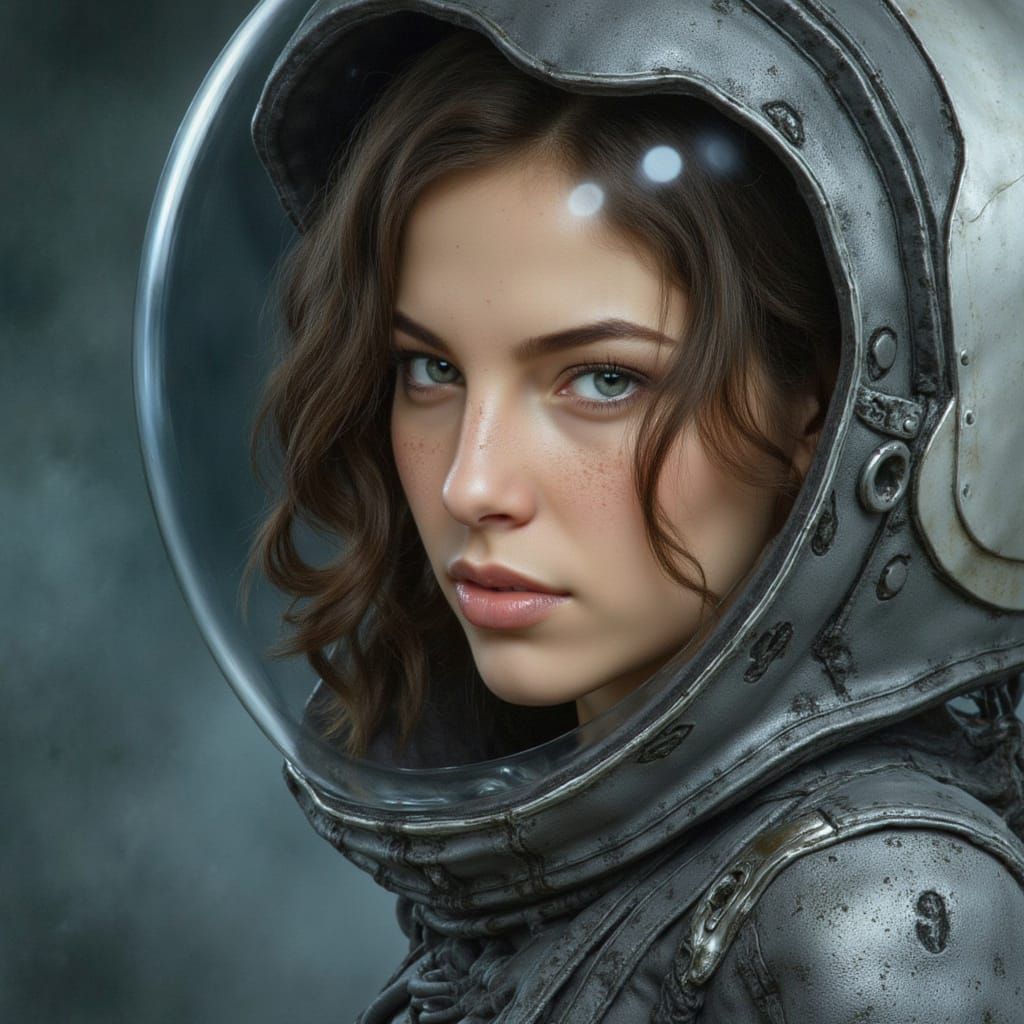 Futuristic Space Portrait with Dystopian Sci-Fi Elements