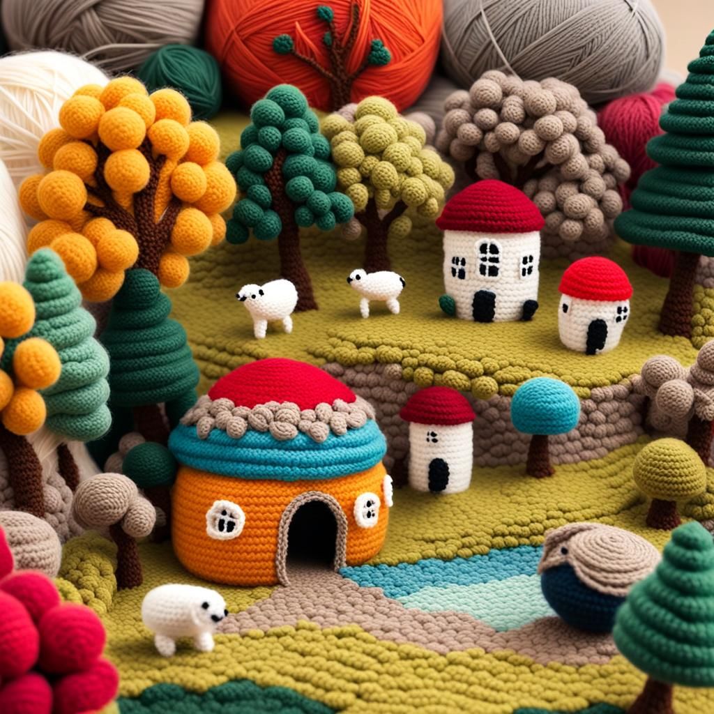 Yarn Landscape: Crochet Village Dreamscape