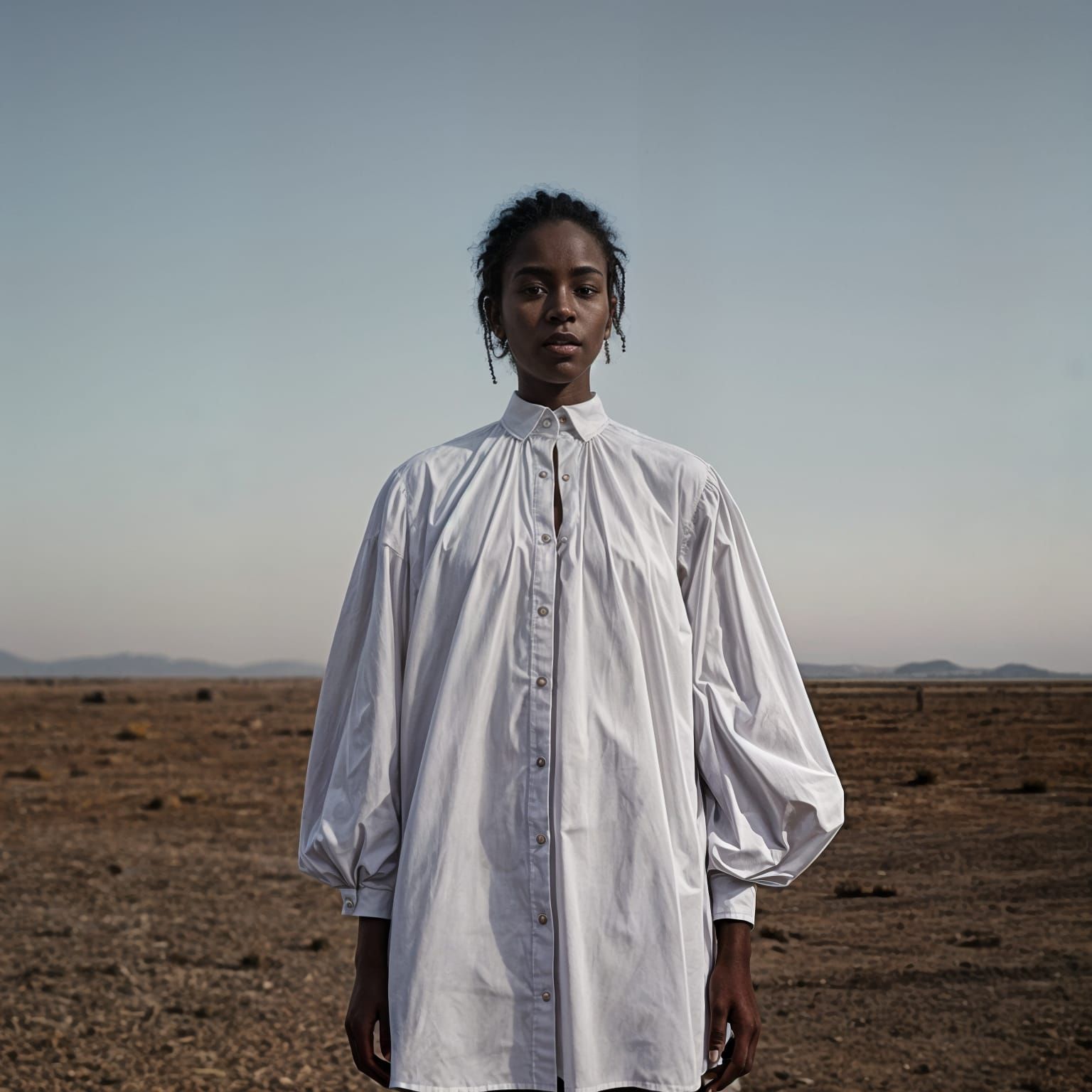 Teenager in Desolate Landscape, Surreal Digital Art