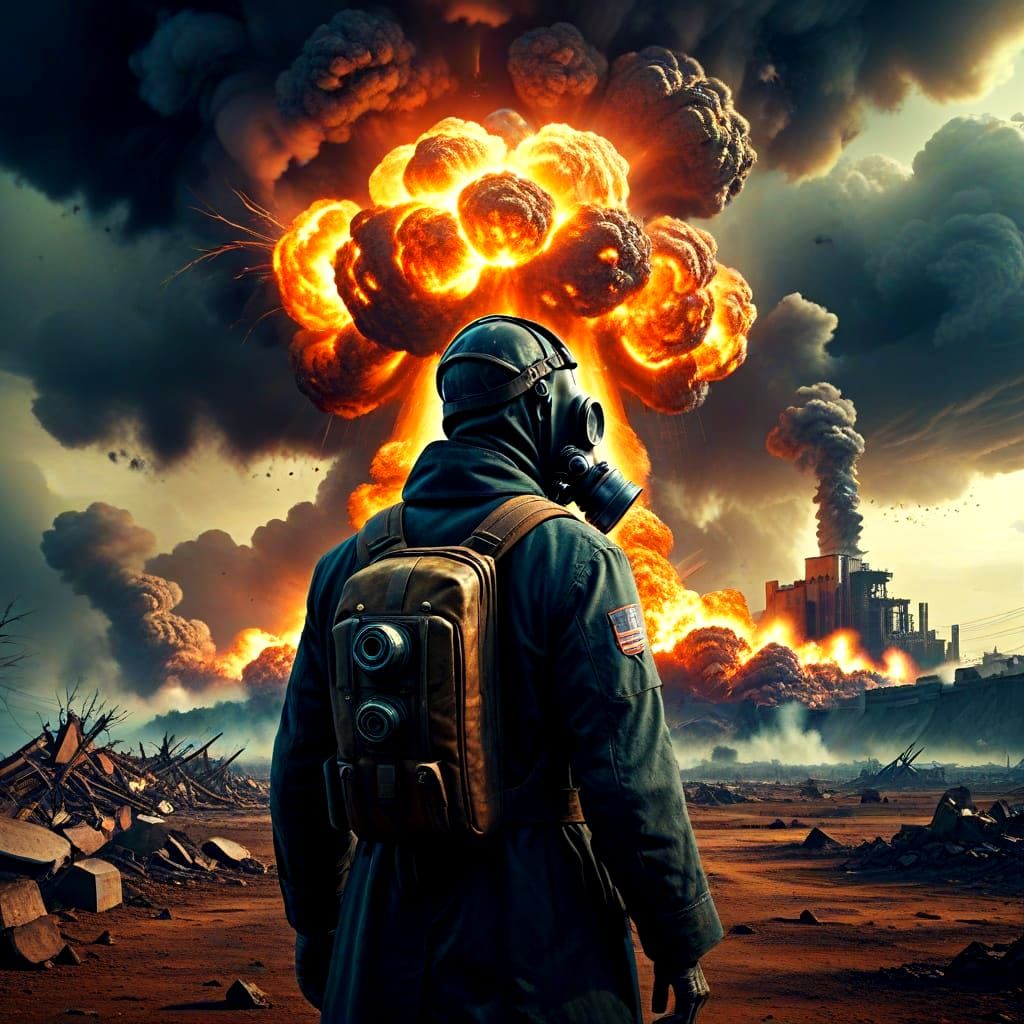 Dystopian World: Nuclear Explosion in the Distance