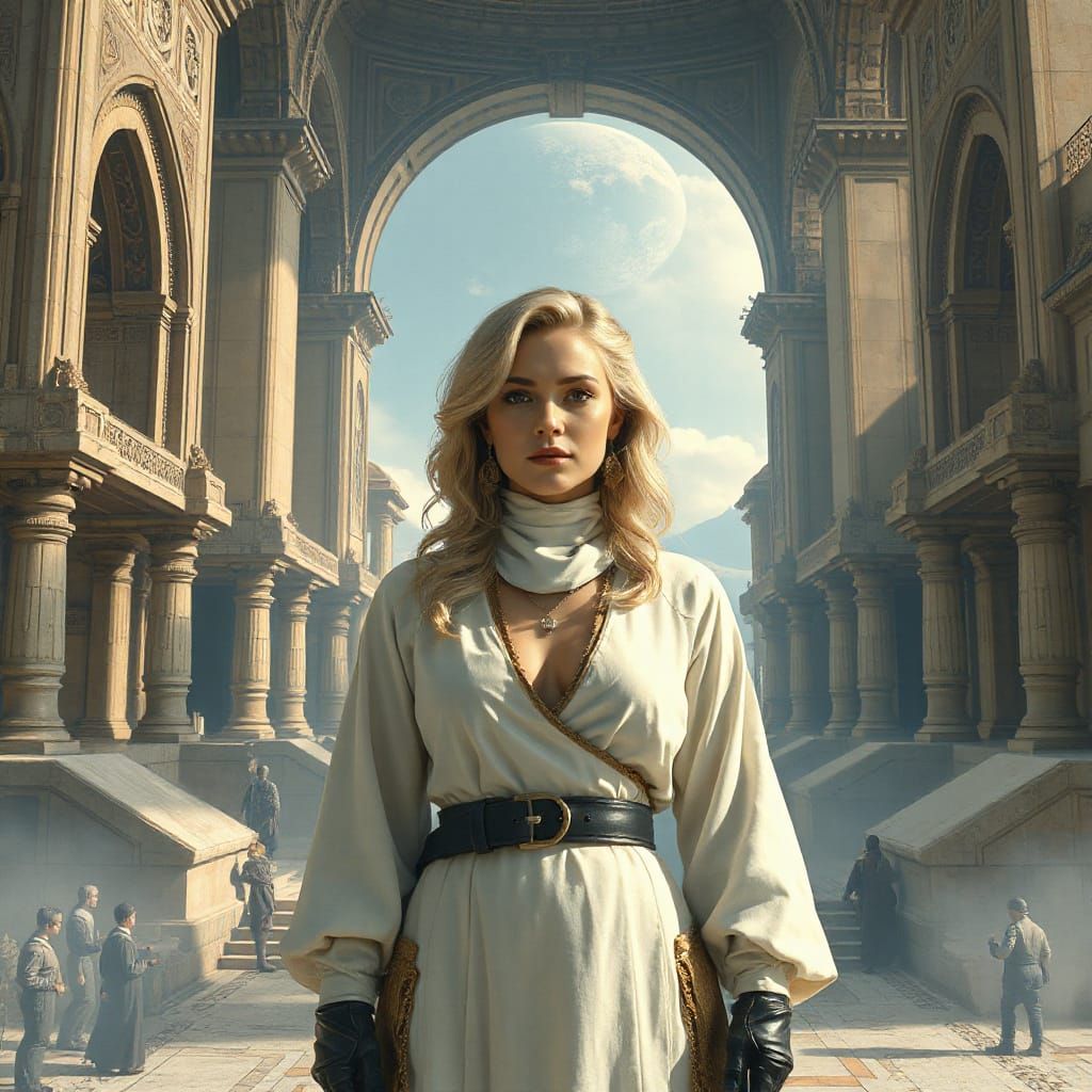 Elegant Woman in Ancient Empire: Digital Painting Style