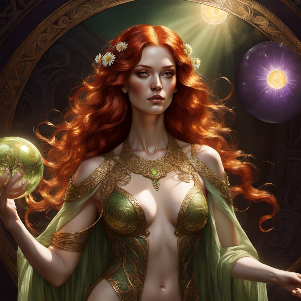 Goddess with Ethereal Glow in Celtic-Inspired Art
