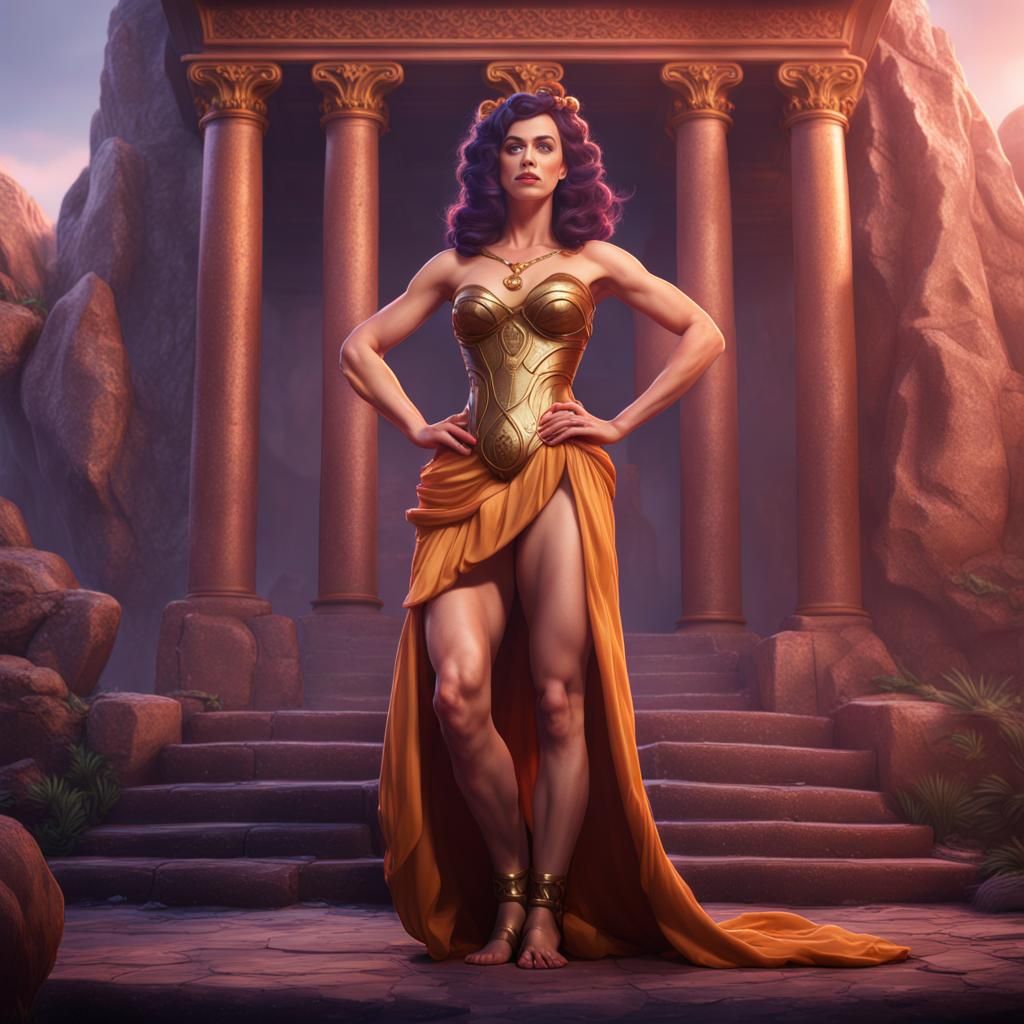 Megara as Katy Perry: Hyperrealistic Fantasy Portrait