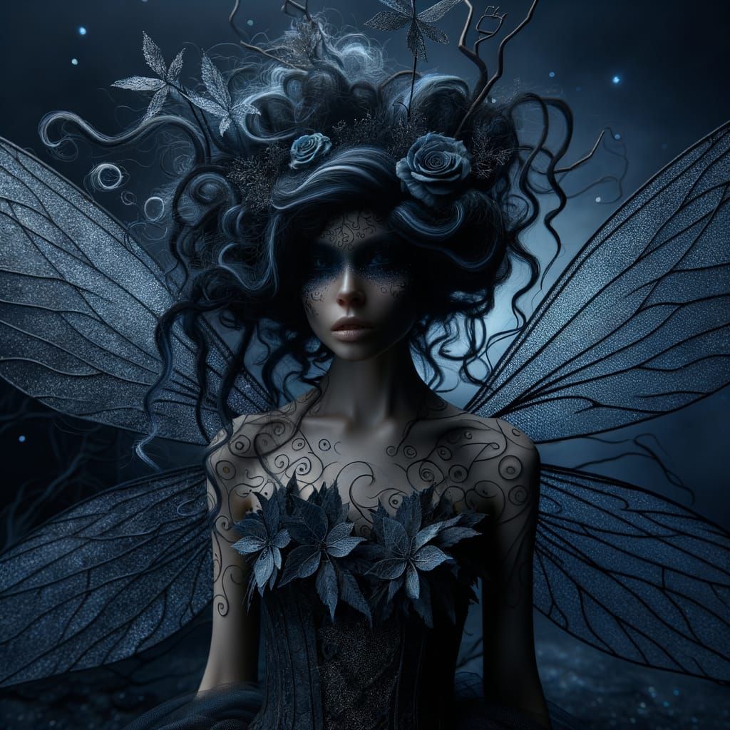 Enchanting Dark Fairy with Translucent Wings