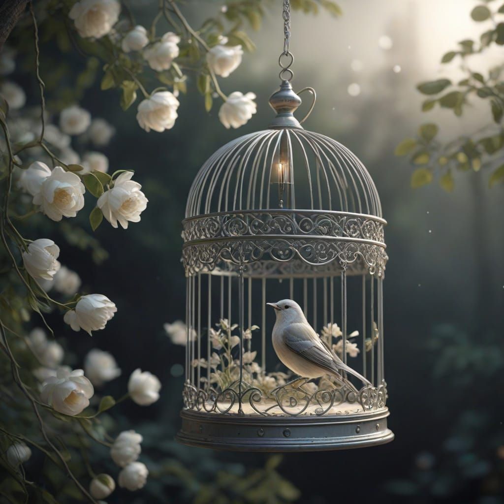 Ethereal Birdcage of Fog and Sunbeams