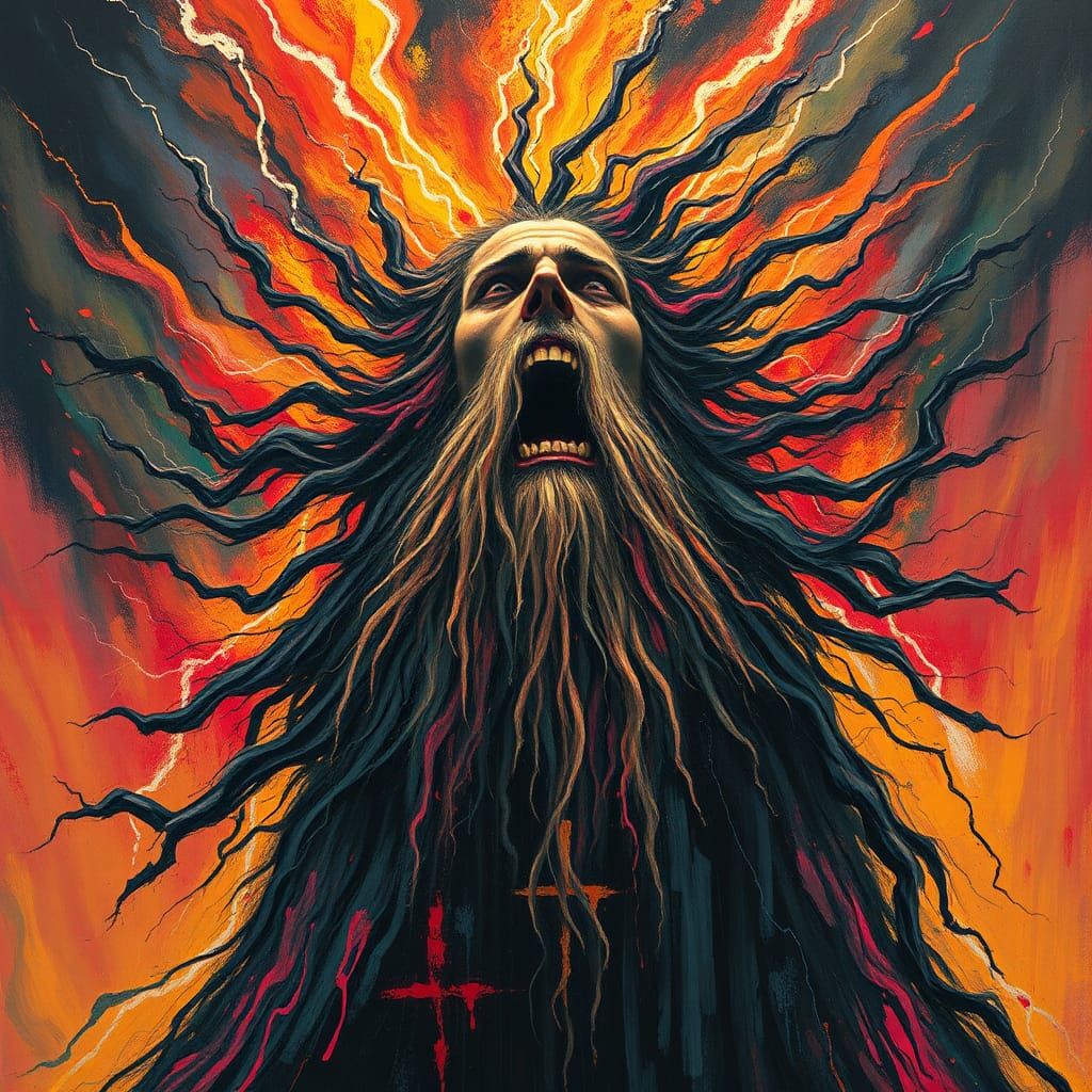 Tempest of Emotions: Abstract Expressionist Portrait