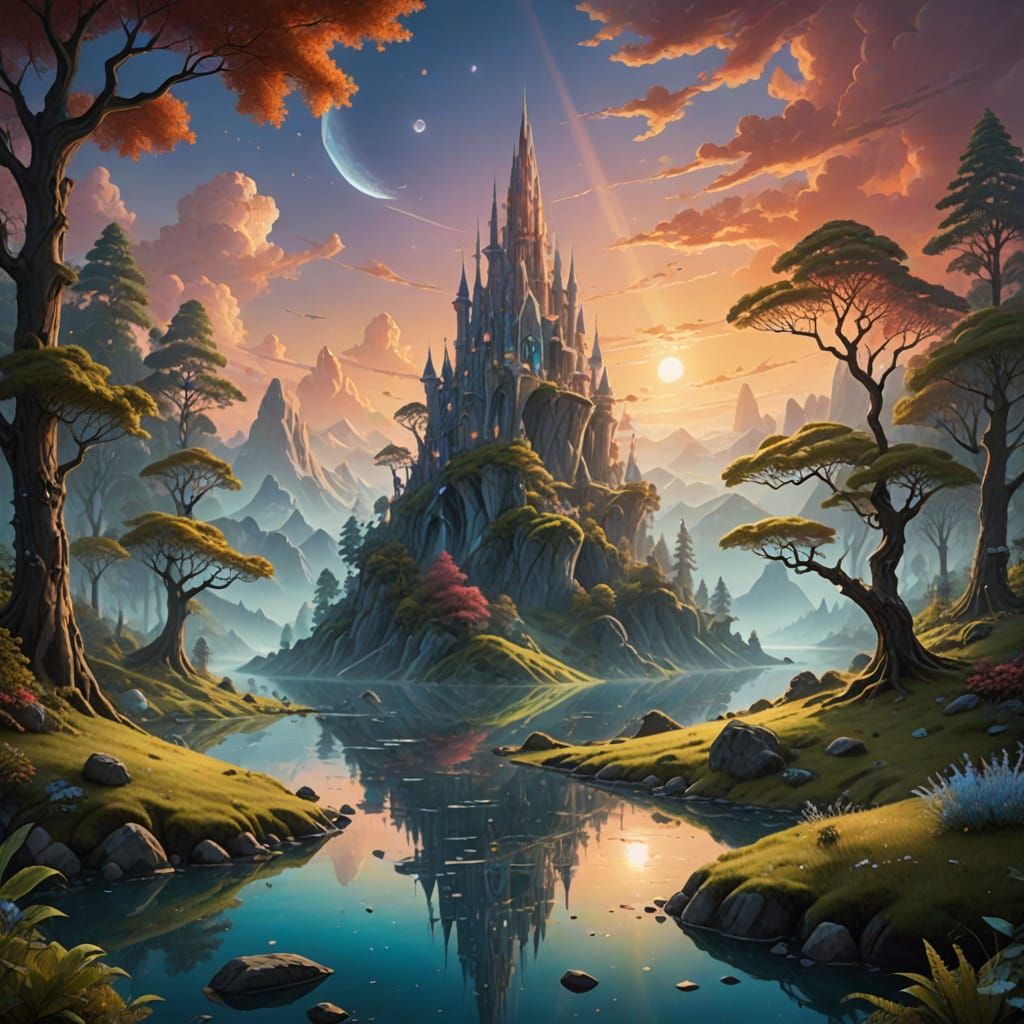 Surreal Fantasy Sunrise with Morning Frost