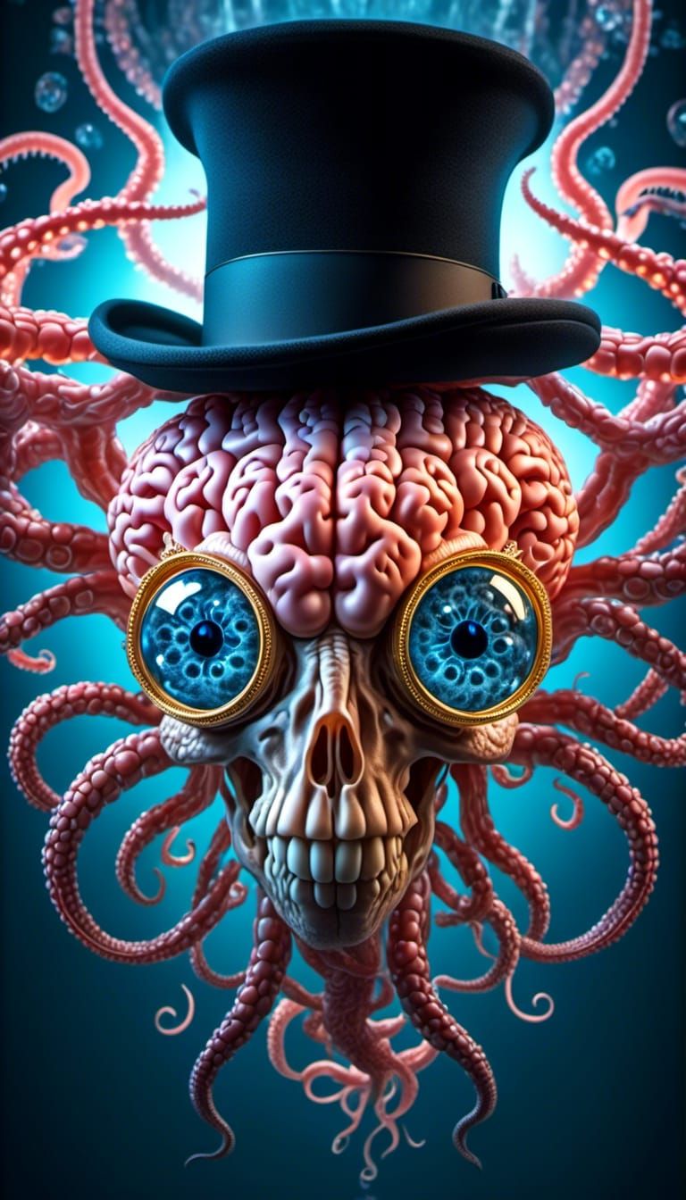 Eight-Eyed Brain in Crystal Whirlwind, HDR Portrait