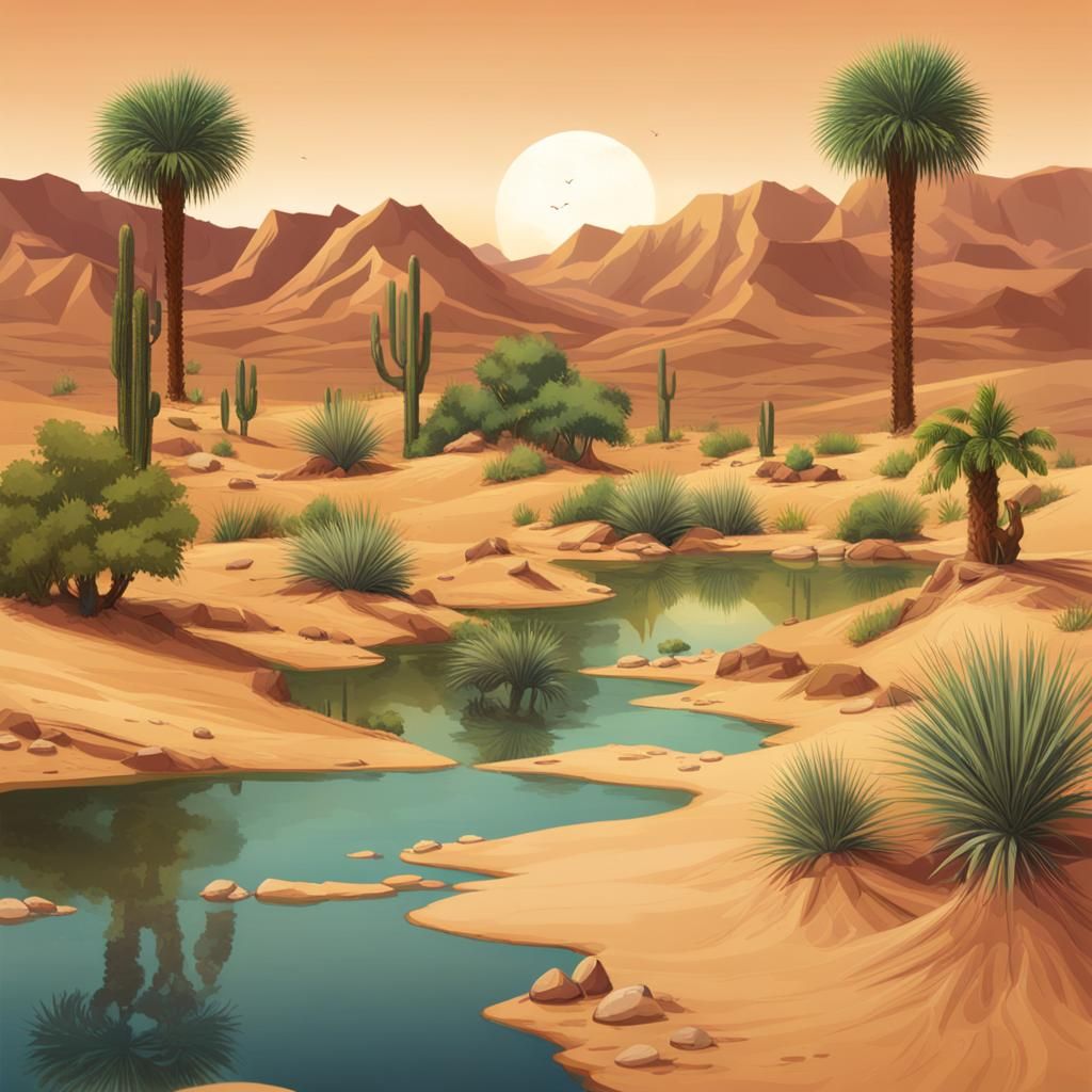 Tranquil Desert Oasis Scene