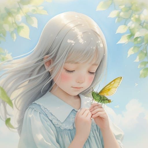 Whimsical Watercolor Grasshopper Closeup