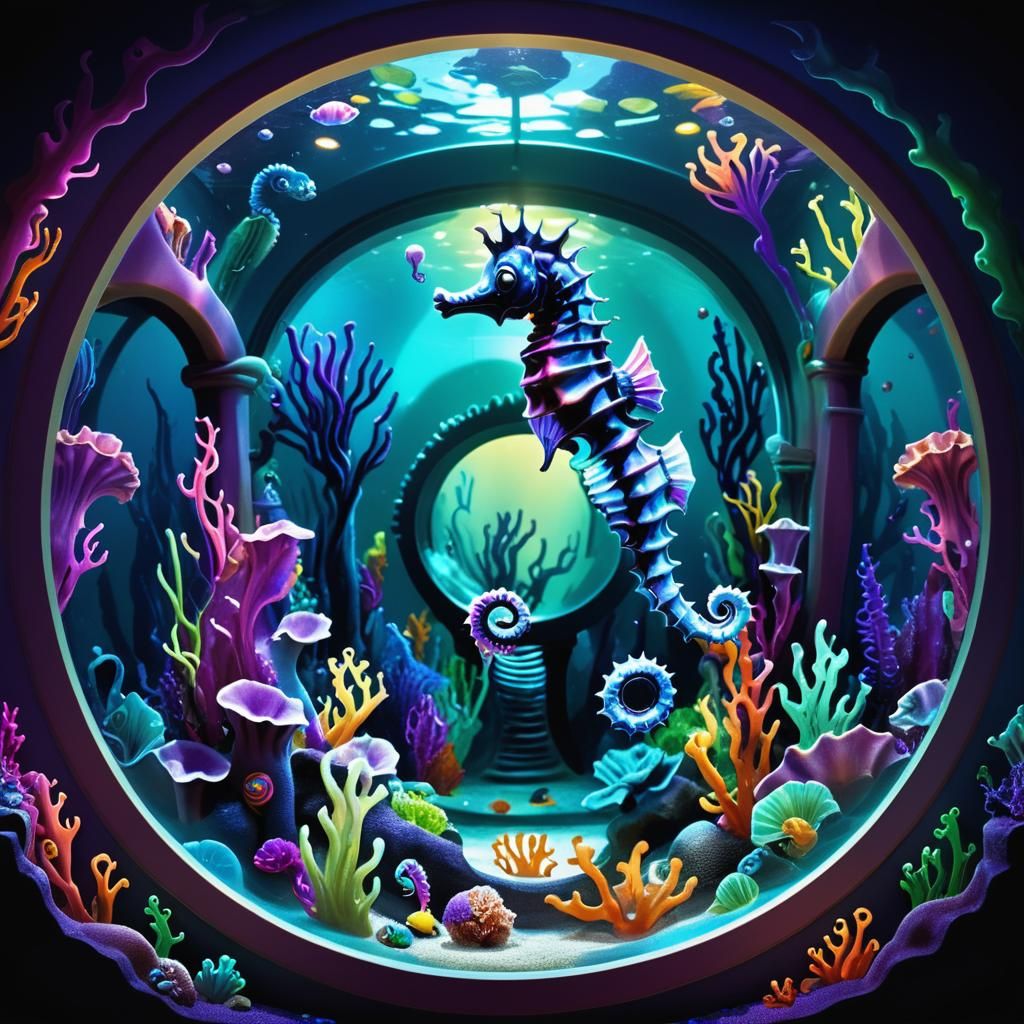 Spooky Seahorse Funhouse in Underwater Aquarium