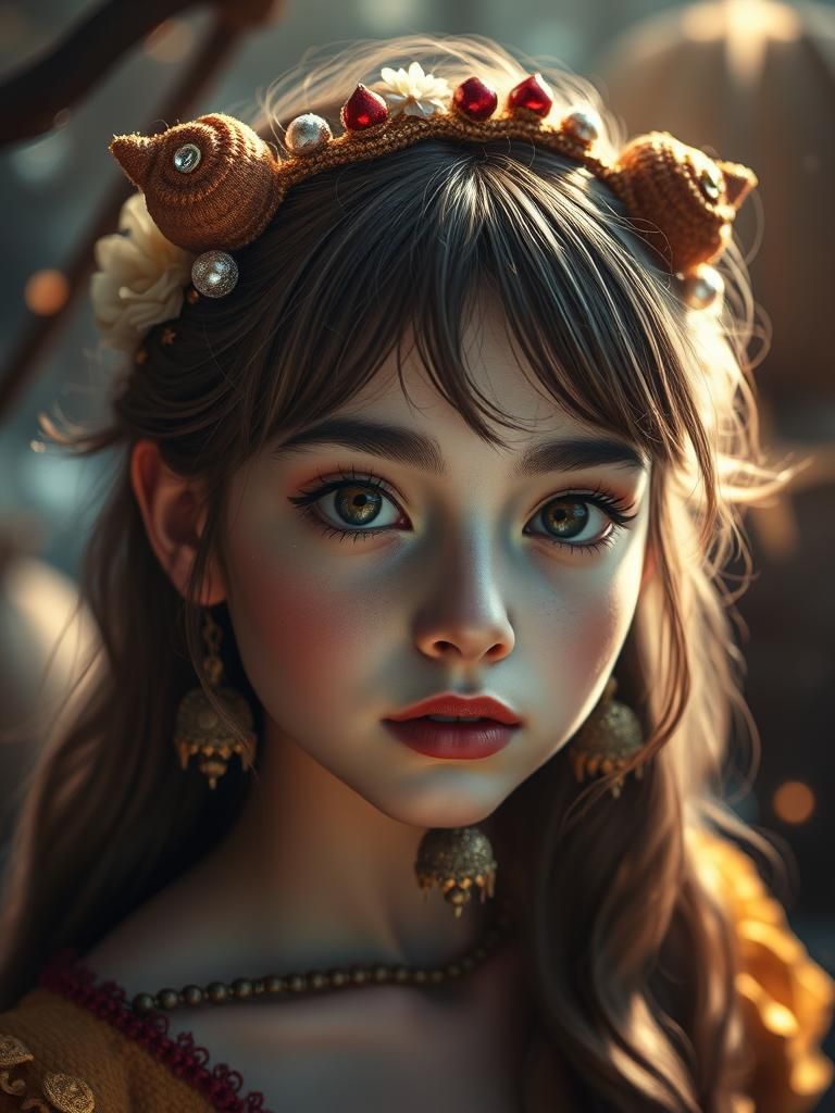 Beautiful Woman Digital Art in Detailed Fantasy Style