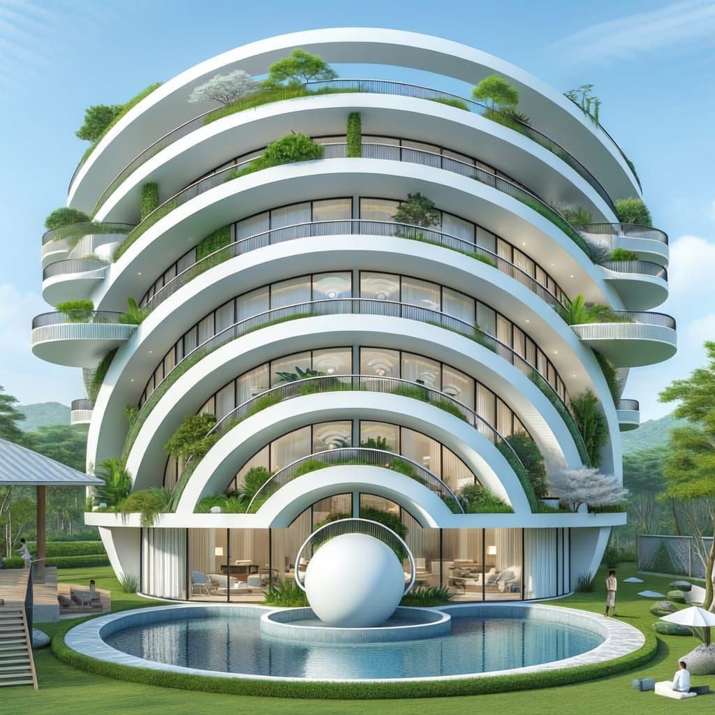 Modern Villa Architecture Inspired by Wi-Fi Symbol