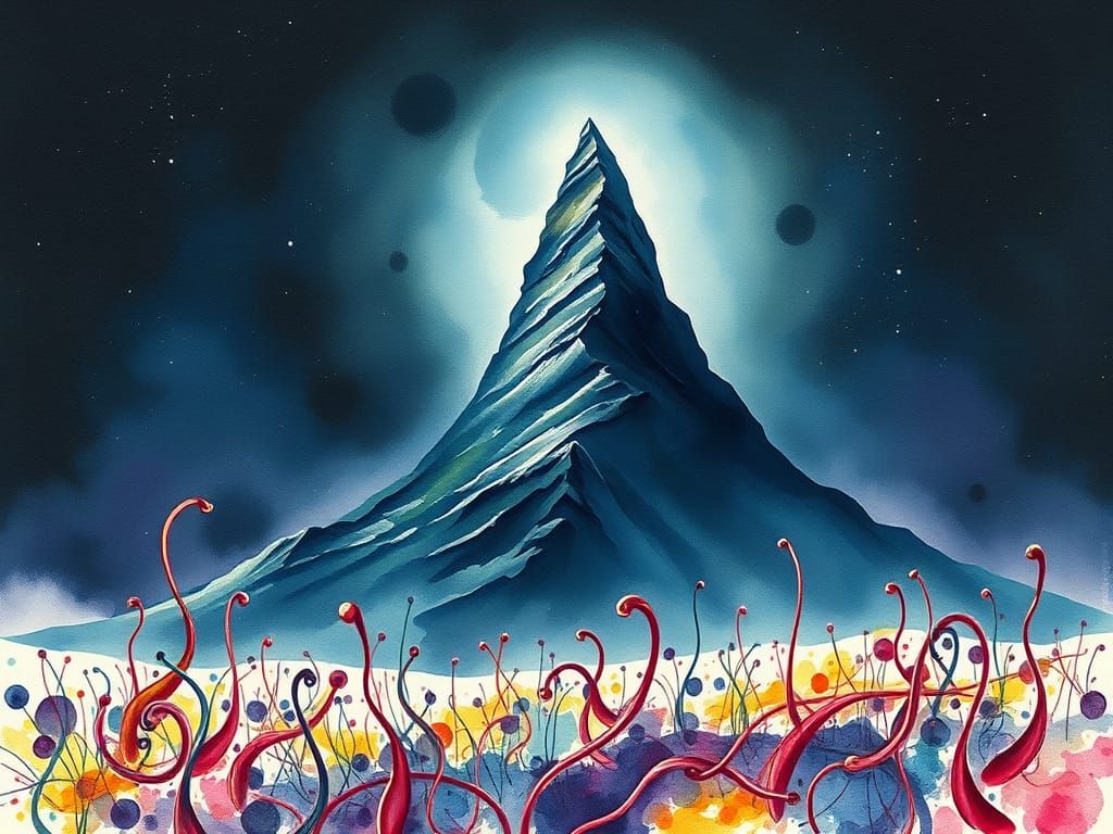 Ethereal Watercolor Landscape of an Alien World