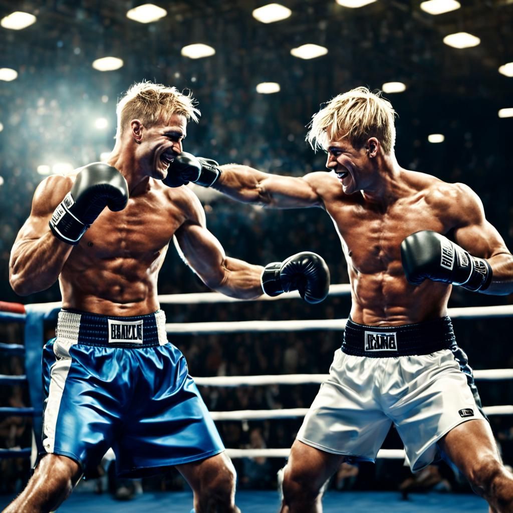 Two Blond Boxers Dancing in the Ring