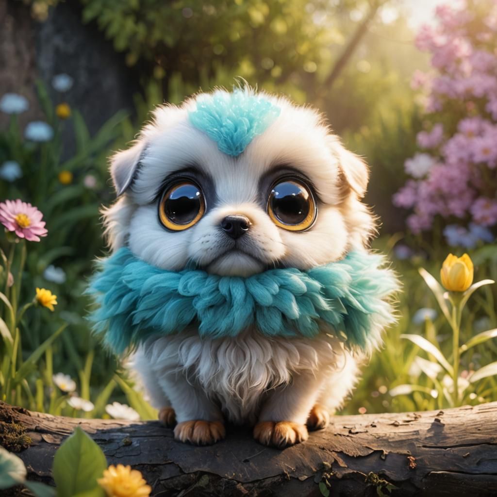 Adorable Black Puppy with Huge Eyes in Farmyard