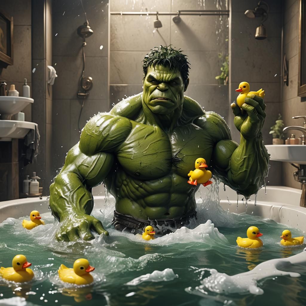 Hulk's Bath Time: Detailed Matte Painting