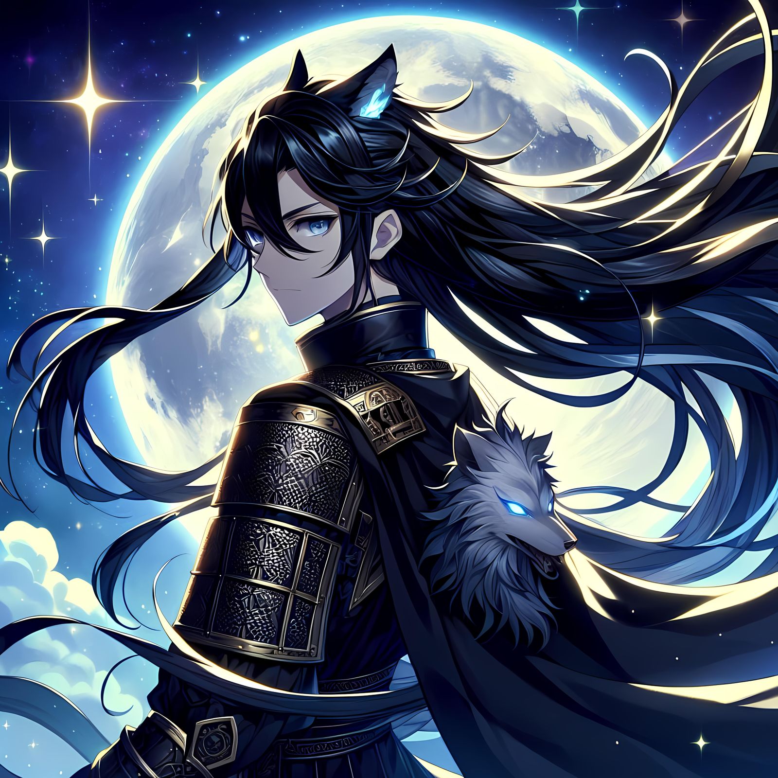 Anime Wolf Girl in Fantasy World with Cel-Shaded Style