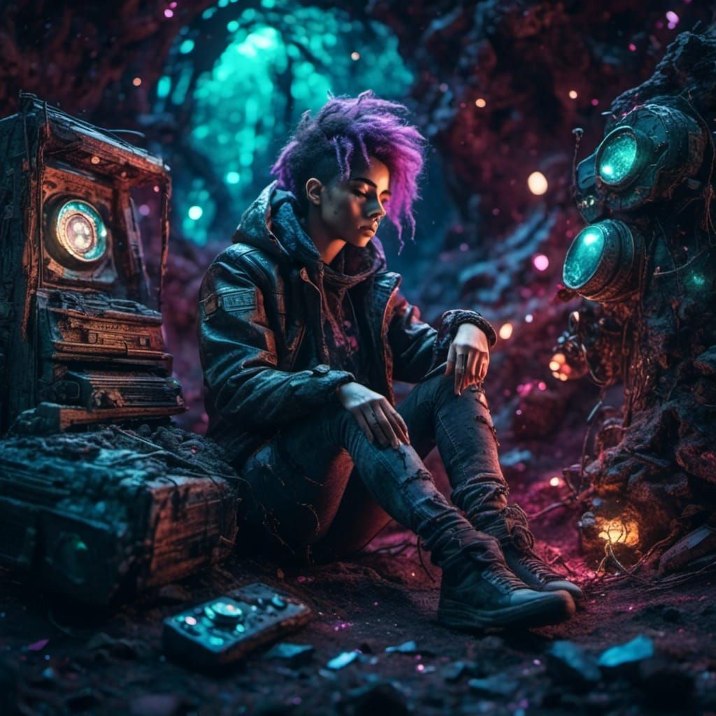 Solemn Youth in Technological Wasteland: 3D Render