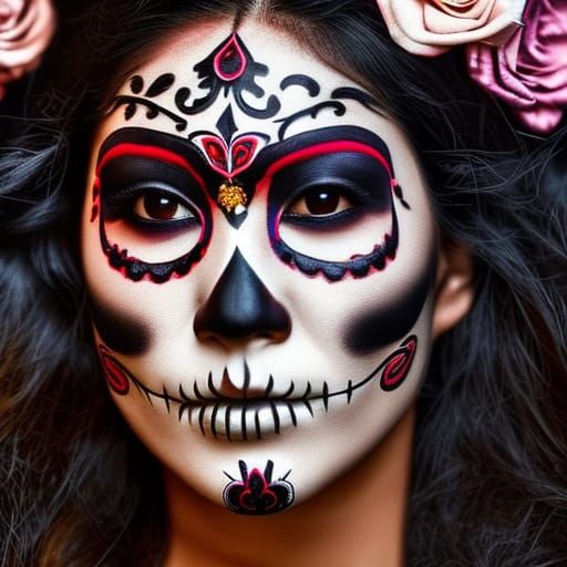 Day of the Dead Makeup on Asian Woman