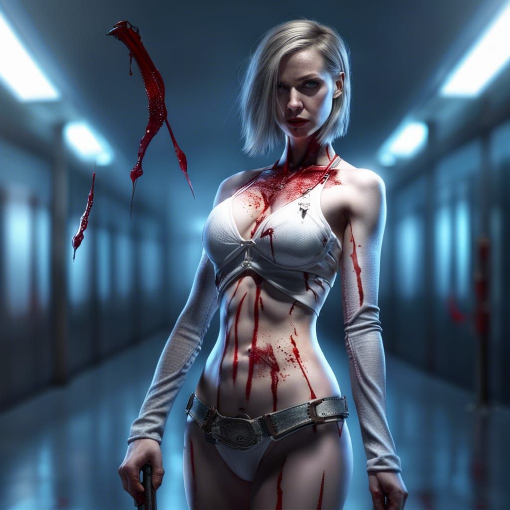 Tortured Woman in Red Bikini, Hyperrealistic