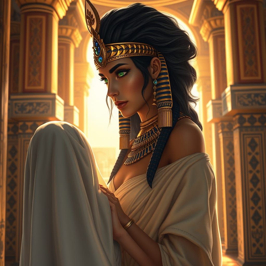 Egyptian Goddess in Regal Splendor