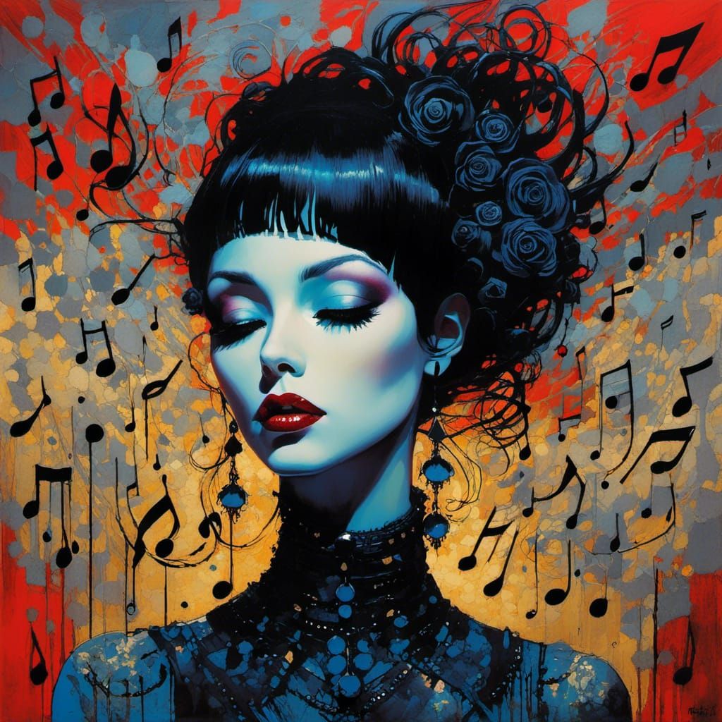 Punk Rock Portrait in Blacklight Art Style