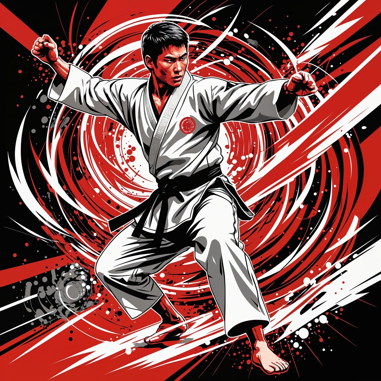 Dynamic Vector Art Captures Karate's Energy