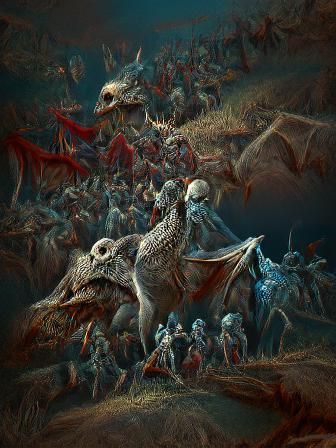 Undead Horde and Dragons: Gustave Dore Style