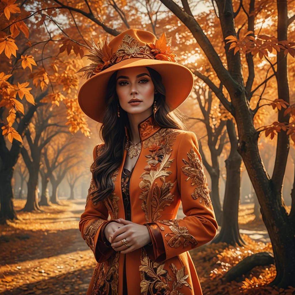 Brunette in Autumn: Photorealistic Fantasy Art