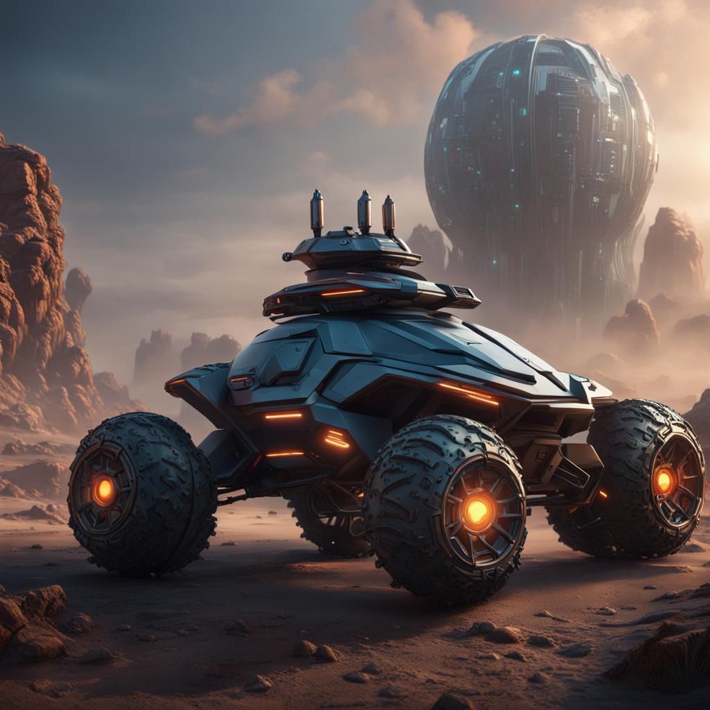Futuristic All-Terrain Vehicle in Detailed Matte Style