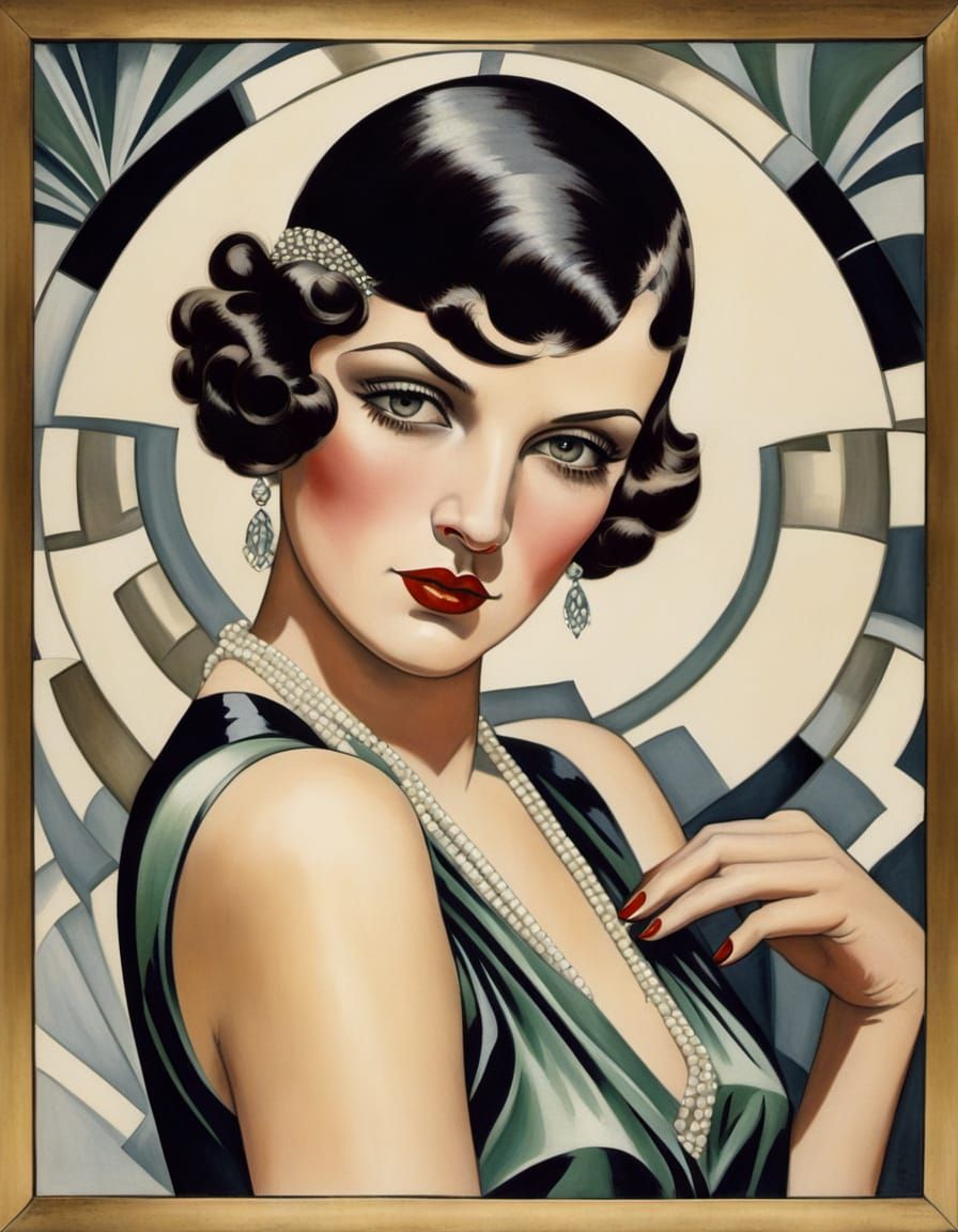 Flapper Portrait in Art Deco Style