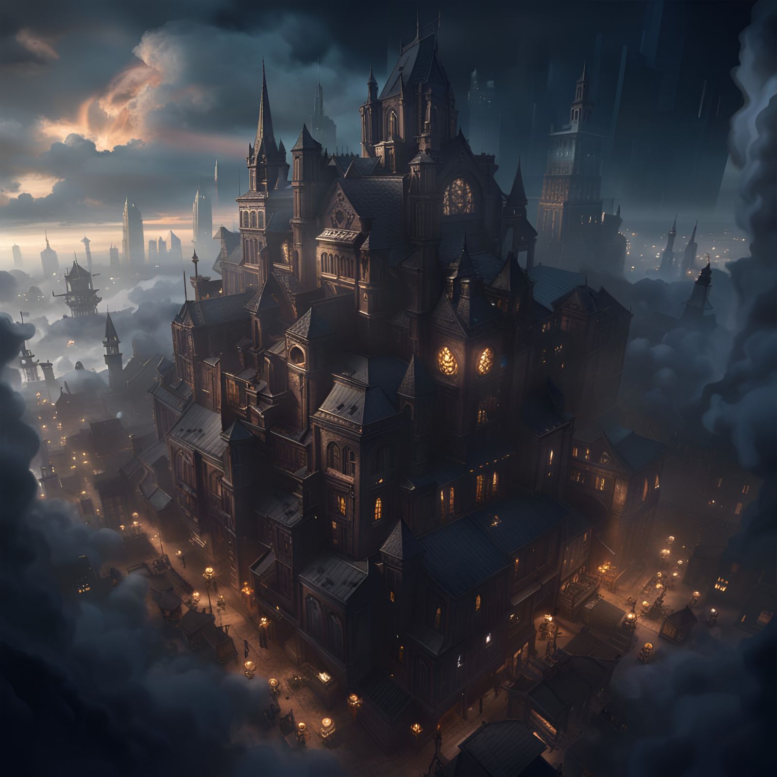 City in the Clouds: Dark Fantasy Concept Art