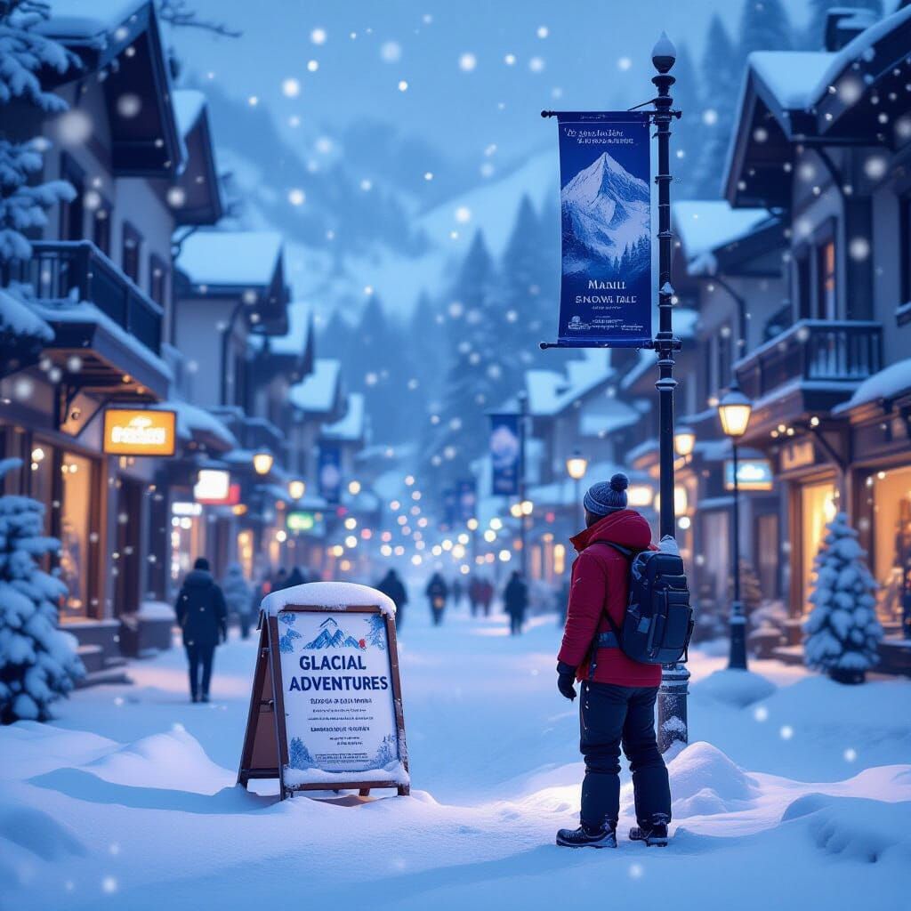 Manali Mall Road Snowfall with Glacial Adventures Banners