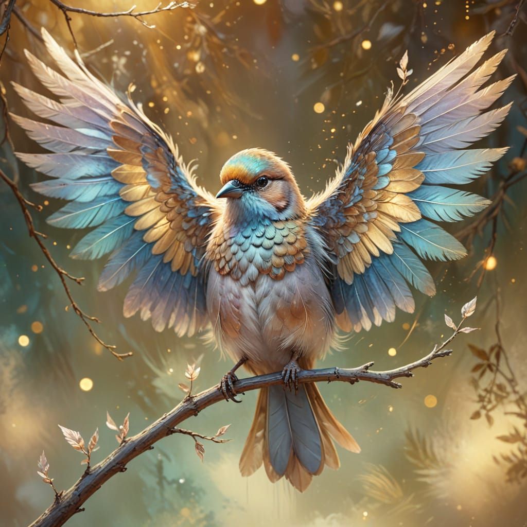 Dreamy Bird Portrait in Fantasy Art Style