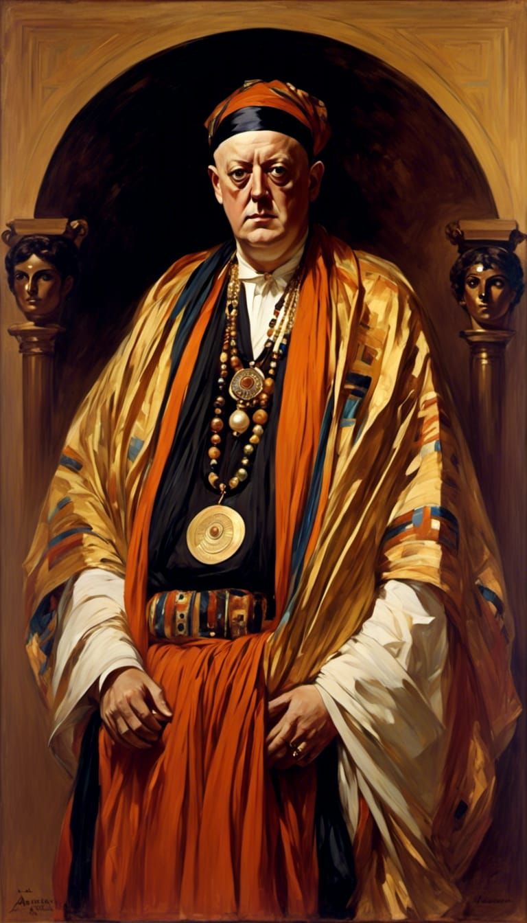 Aleister Crowley in egyptian robes