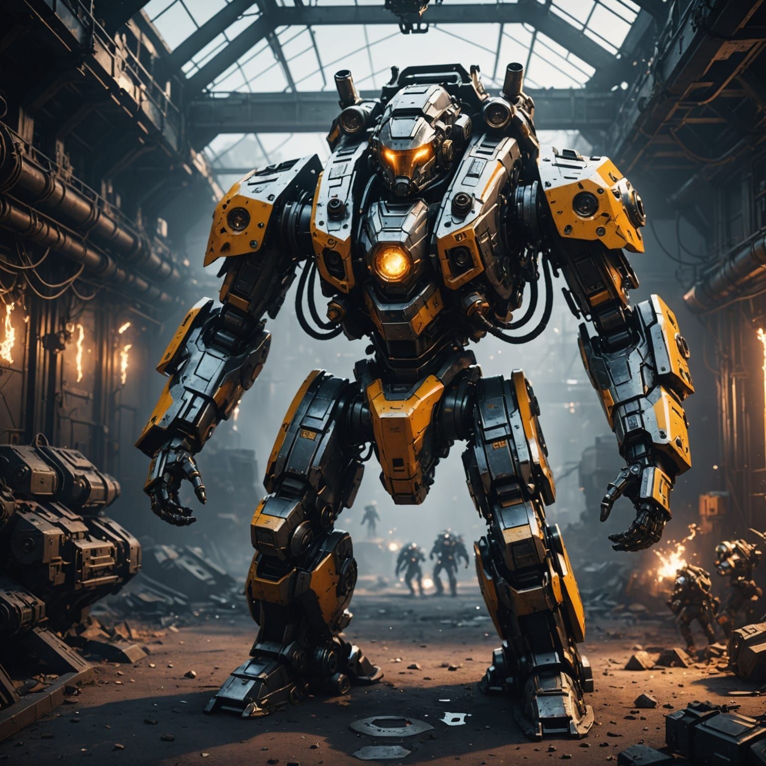 Gigantic Sci-Fi Mech in Polished Metal