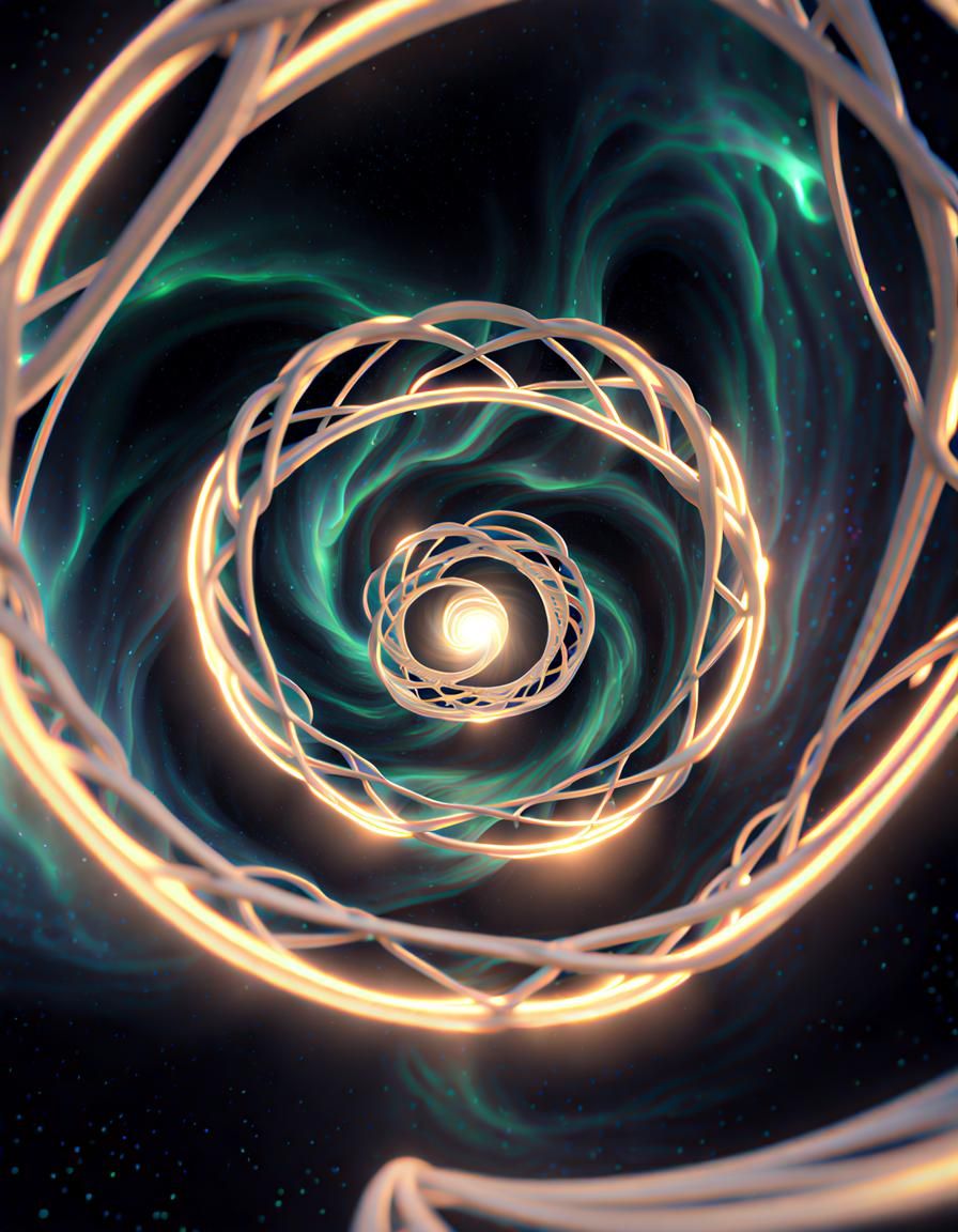 view down the central axis of a toroidal quadruple helix, au...