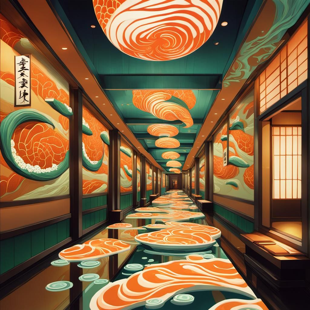Sushi School in Fantasy Hallway Concept Art