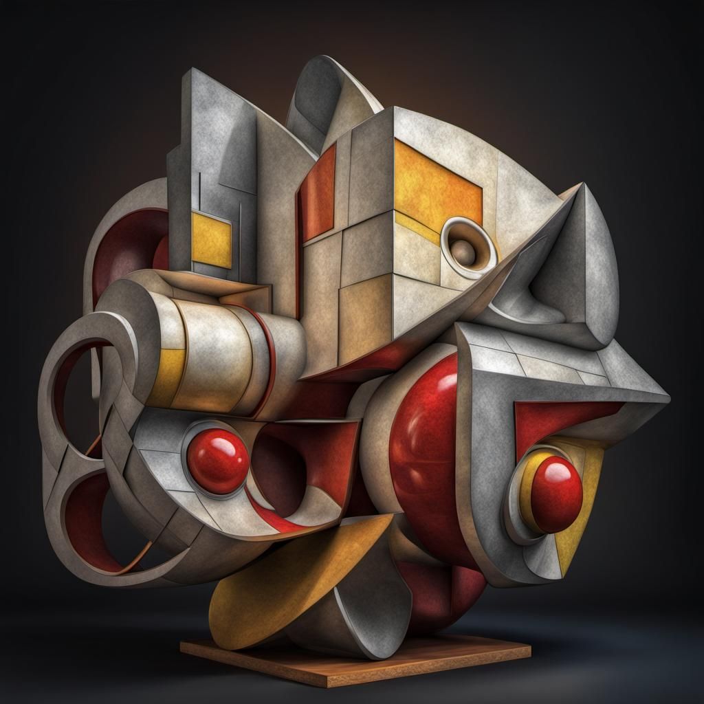 Futuristic Art Deco Sculpture in 3D HDR Style