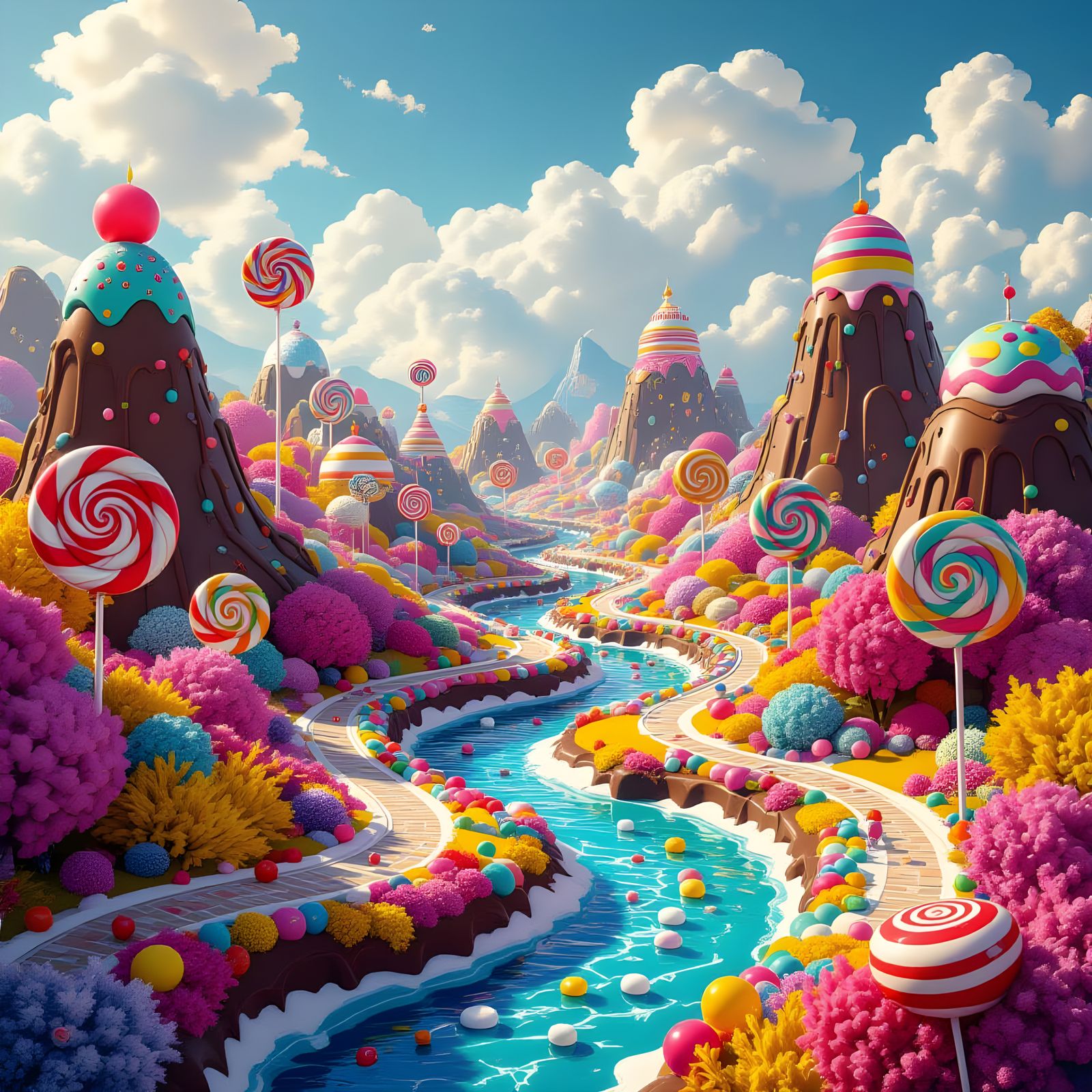 Candy Worlds: A Fantastical Lollipop Cityscape