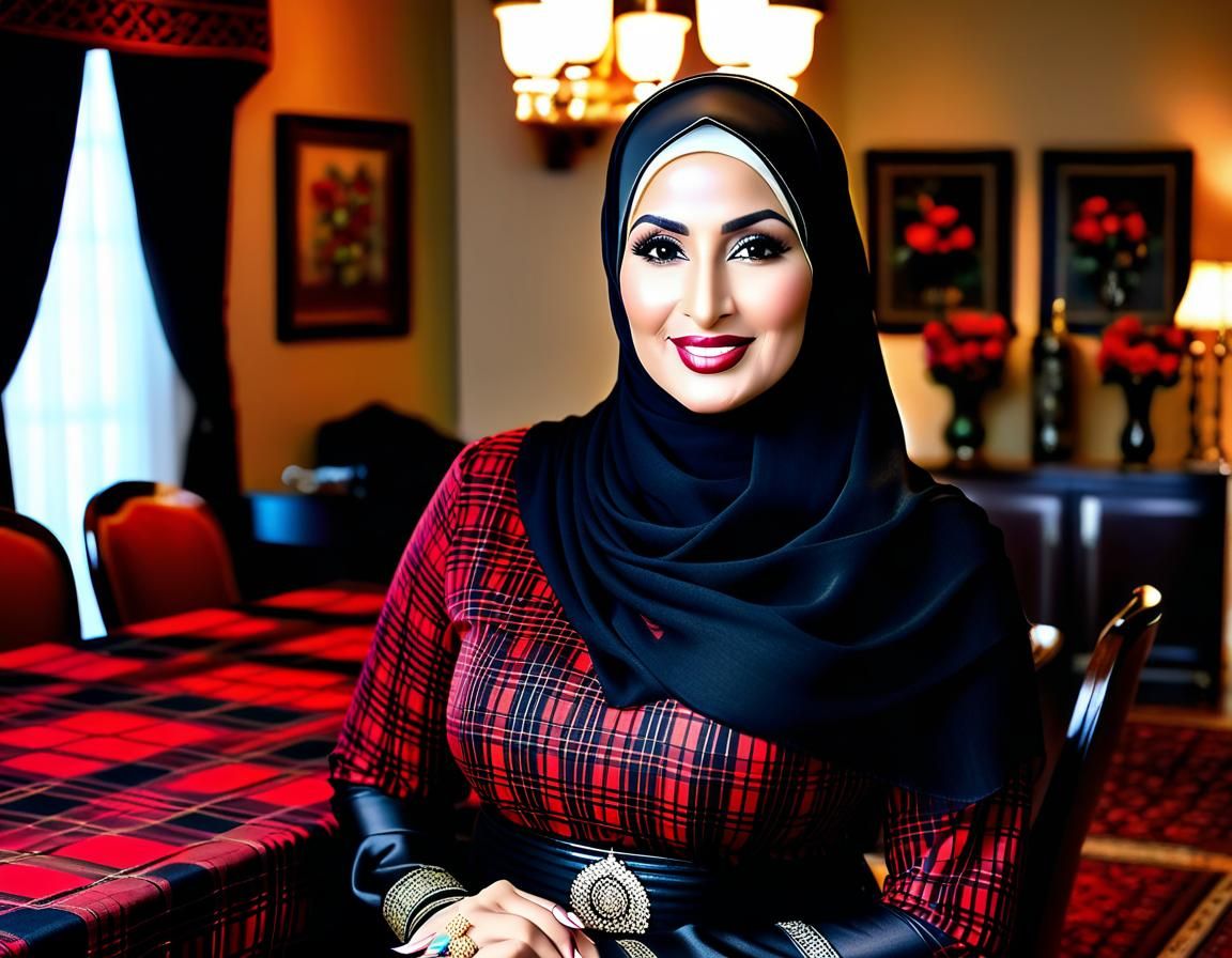 Elegant Middle Eastern Woman in Dining Room
