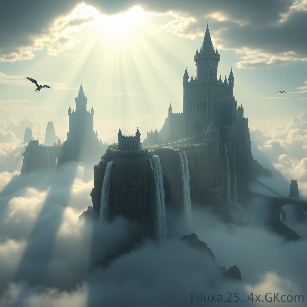 Epic Floating Castles in Sunlit Clouds