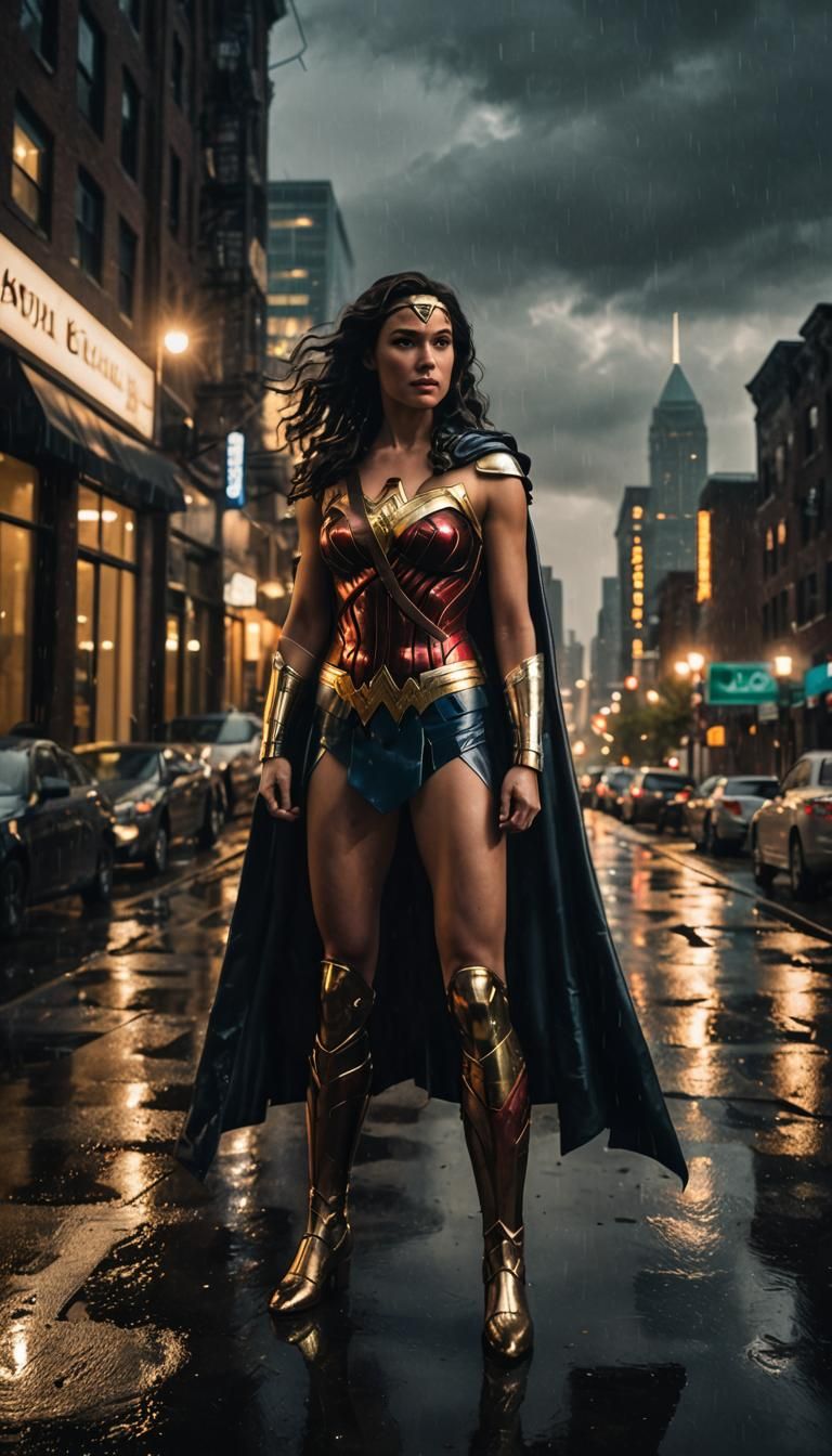 Wonder Woman in Reflective Latex Costume