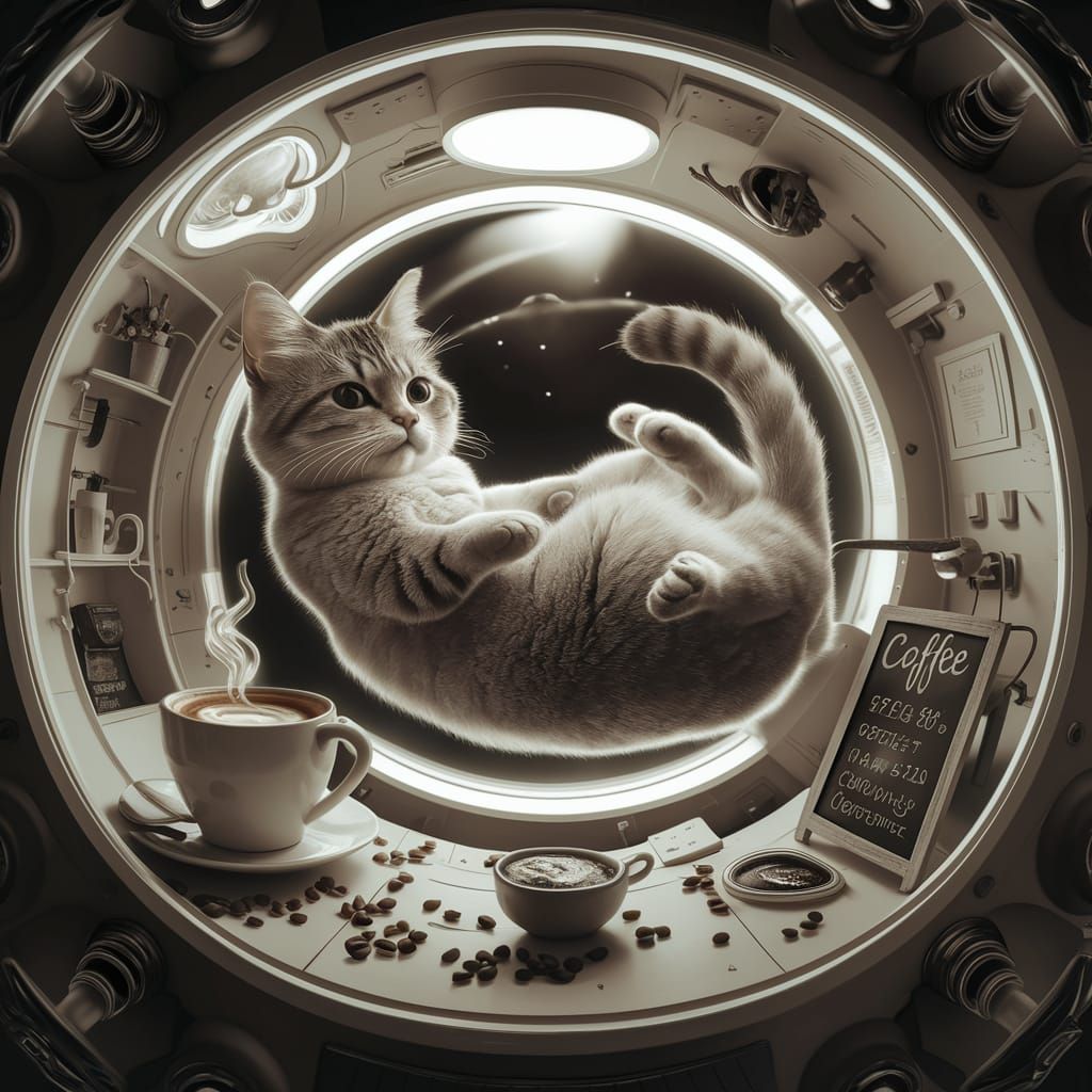 Cat in Spaceship: Monochromatic Analog Photography and Blend...